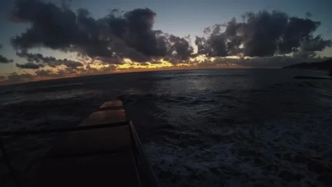 Sunset on the sea, rough sea in the evening Stock Footage 197405702