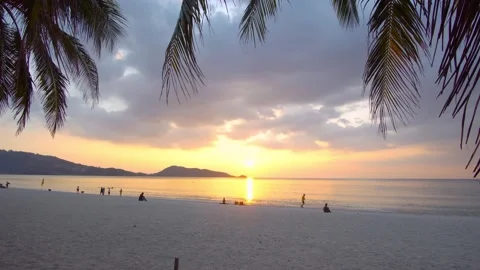 Sunset Sea sand sky sunset colors clouds  background  beach summer vacation Stock Footage 149529697