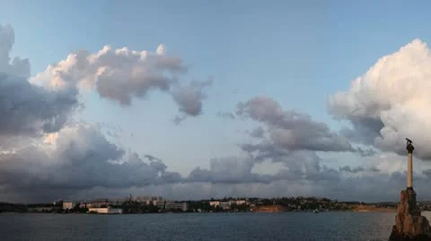 Sunset at sea Sevastopal, panorama Stock Footage 10774416