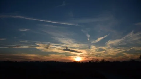Sunset on the sea with ship on the horizon, timelapse Stock Footage 99531605