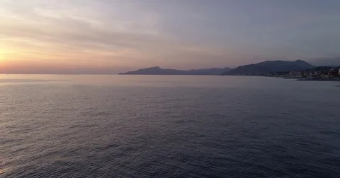 Sunset on the sea shooting with drone 動画素材 83426839