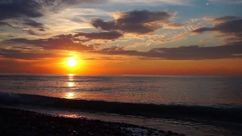 Sunset on the sea shore Stock Footage 74458463