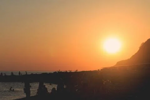 Sunset on a sea side Stock Photos