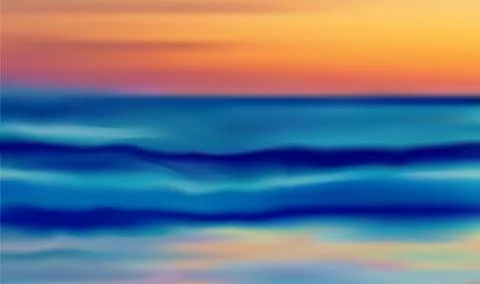 Sunset sea sky blurred background - blue and yellow colors vector illustration Stock Illustration