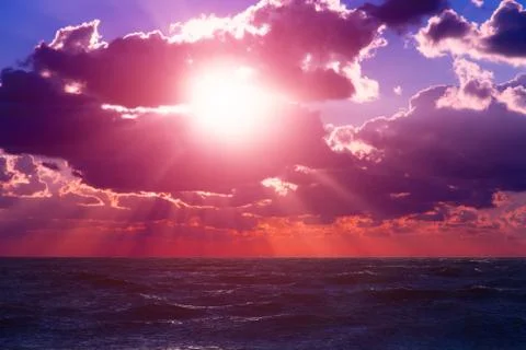 Sunset sea sky Stock Photos