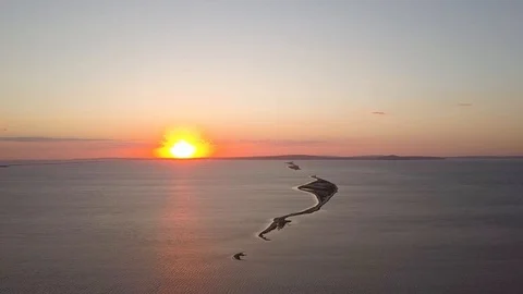 Sunset On The Sea. Small Islands. Stock Footage 100198048