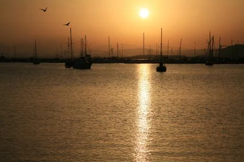 Sunset in the sea spain Stock Photos