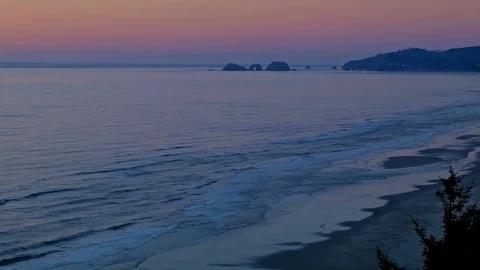 Sunset Sea Stacks from Cape Lookout Oregon Coast Oregon 5 Stock Footage 81907129