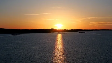 Sunset On Sea The Sun On The Horizon Rays Make The Sunny Road On The Water Stock Footage 102032814