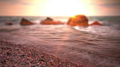 Sunset on the sea. tilt shift effect. Stock Footage 58325860