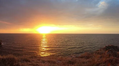 Sunset on the sea. Time lapse. Stock Footage