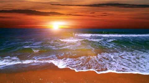 Sunset At Sea. Timelapse  Clouds. Stock Footage 12496300