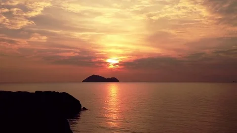 Sunset at sea. Timelapse Clouds Stock Footage 70922467