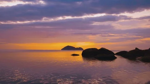Sunset At Sea. Timelapse Clouds. Stock Footage 84046906