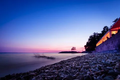 Sunset at the sea, Trieste Stock Photos
