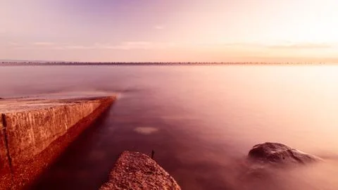 Sunset at the sea, Trieste Stock Photos