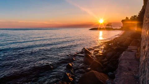 Sunset at the sea, Trieste Stock Photos