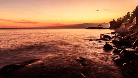 Sunset at the sea, Trieste Stock Photos