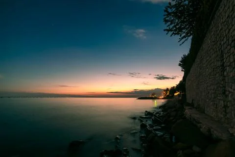 Sunset at the sea, Trieste Stock Photos