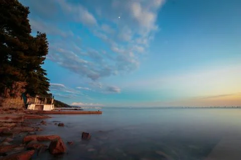 Sunset at the sea, Trieste Stock Photos