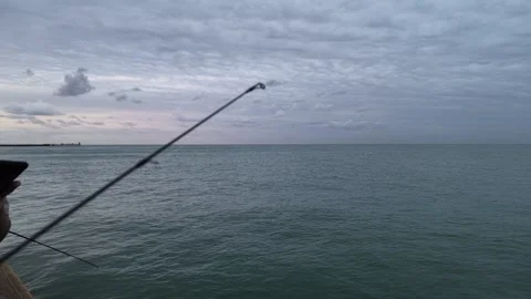 Sunset Sea Under Cloudy Sky with Gentle Gimbal Movement Stock Footage 346764170