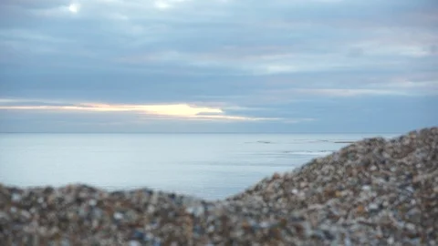 Sunset Sea View from British Beach Stock Footage
