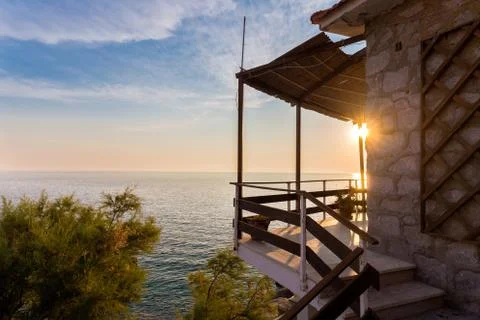 Sunset with sea view Stock Photos