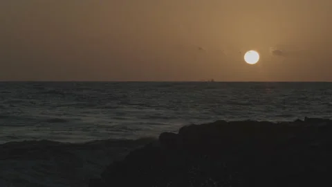 Sunset with sea wave 2 Stock Footage 164148192