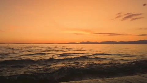 Sunset sea waves evening Video stock 274035425