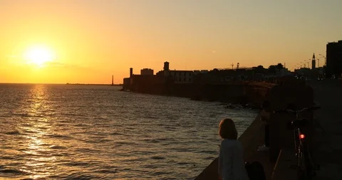 Sunset seafront Stock Footage 87182694