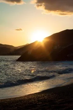 Sunset on seafront Fotos Stock