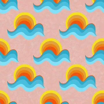 Sunset seamless pattern design background Illustrazione stock