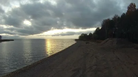 Sunset seascape aerial view Stock Footage 58162565