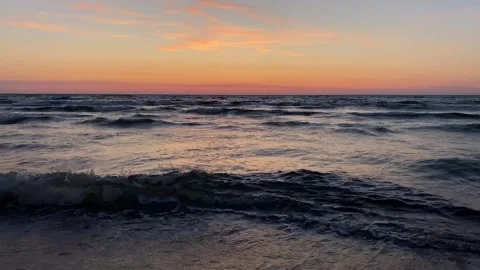 Sunset Seascape: Tranquil Waves at Dusk Stock Footage 272209706