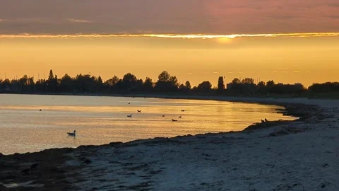 Sunset on a seashore Copenhagen, Denmark Stock Footage 288201385