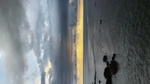 Sunset on the seashore. a fiery sunset on the ocean shore Stock Footage 276092517