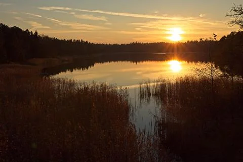Sunset at seashore. Stock Photos
