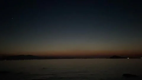 Sunset at Seaside Beach with Trees in Summer, Agokiri, Naxos, Greece Stock Footage 339685467