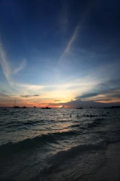Sunset on seaside of Boracay Stock Photos