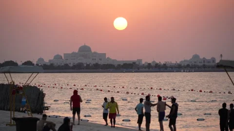 Sunset seen from Abu Dhabi beach Stock Footage 169501879