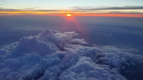 Sunset seen from airplane window during travel from Charlotte to Albany Stock Footage 282247695