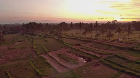 Sunset seen from a drone over the town of Ubud on Bali. 4K Drone Footage Vidéo 152722863