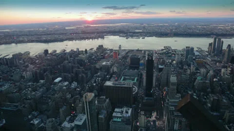 Sunset seen from the Empire State Building, New York Stock Footage 24246401