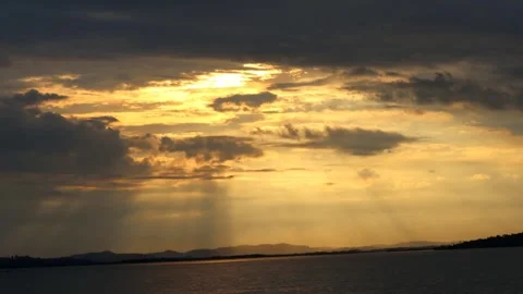 Sunset seen in the middle of the sea from the ship Stock Footage 249712278