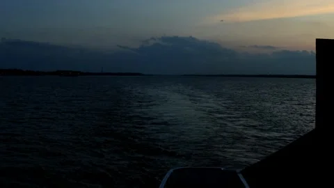 Sunset seen in the middle of the sea from the ship Stock Footage 280953828