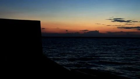 Sunset seen in the middle of the sea from the ship Stock Footage 280953830