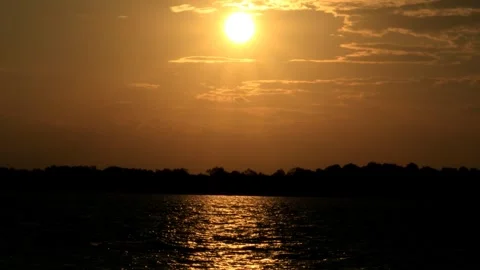 Sunset seen in the middle of the sea from the ship Stock Footage 280954726