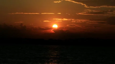 Sunset seen in the middle of the sea from the ship Stock Footage 280954814