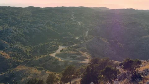 Sunset seen from Pantocrator mountain.  Stock Footage 144001309