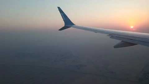 Sunset seen from a plane in Africa. Stock Footage 220643342